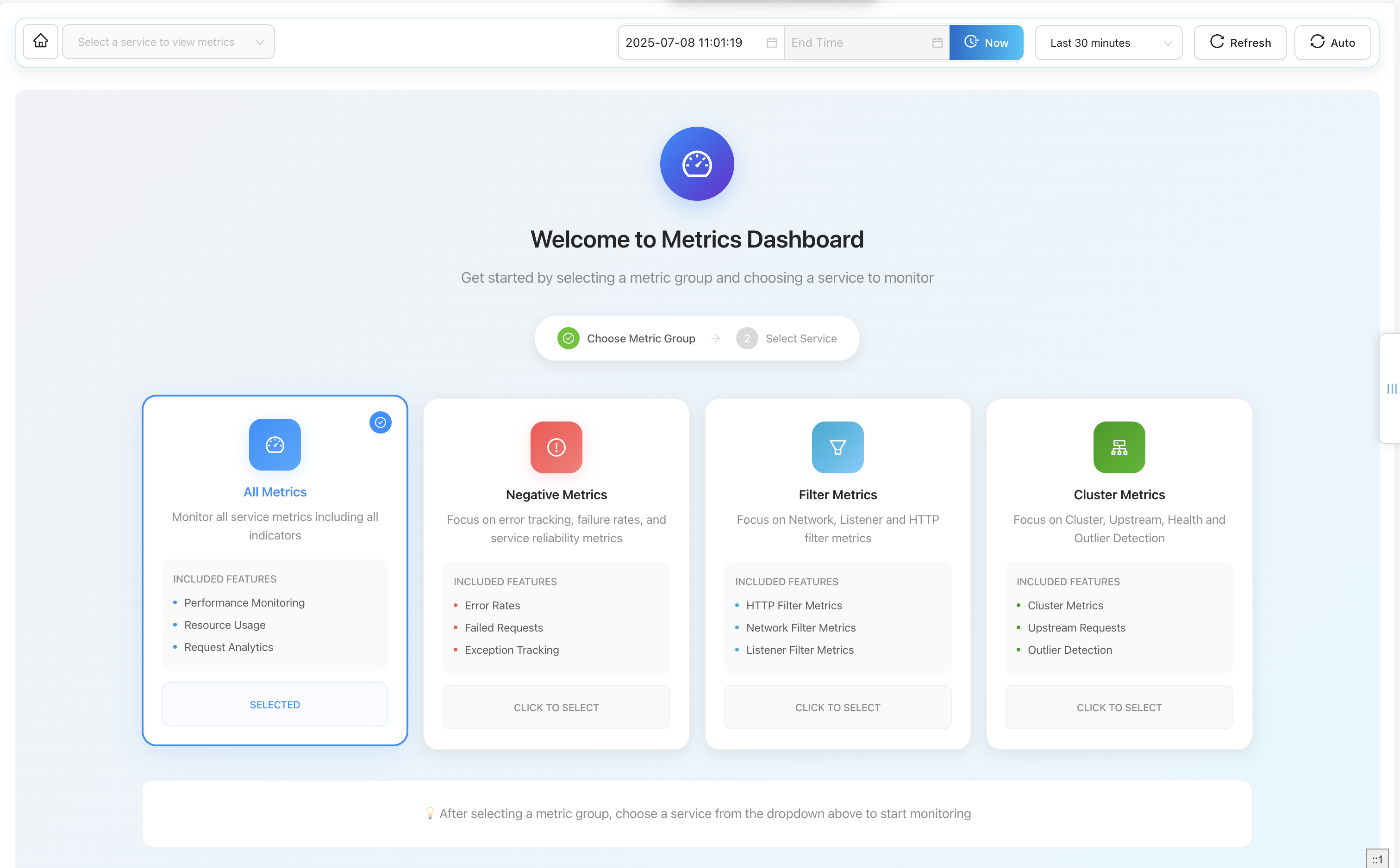 The metrics dashboard